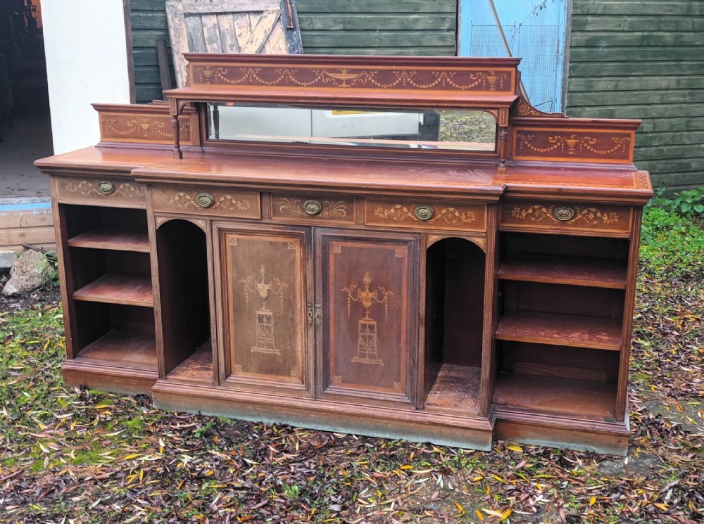 Howard stamped inlaid mahogany side cabinet 