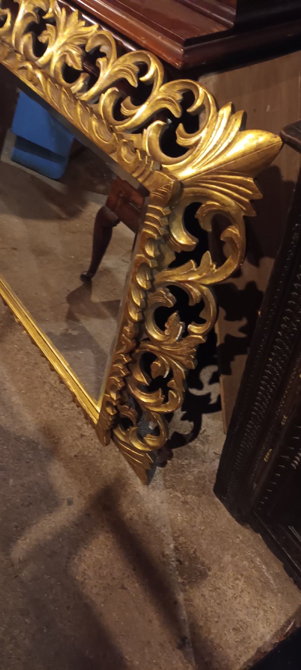 Carved gilt frame wall mirror.  View IV