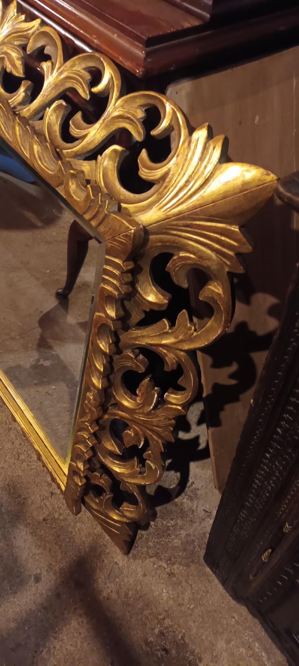 Carved gilt frame wall mirror.  View VIII