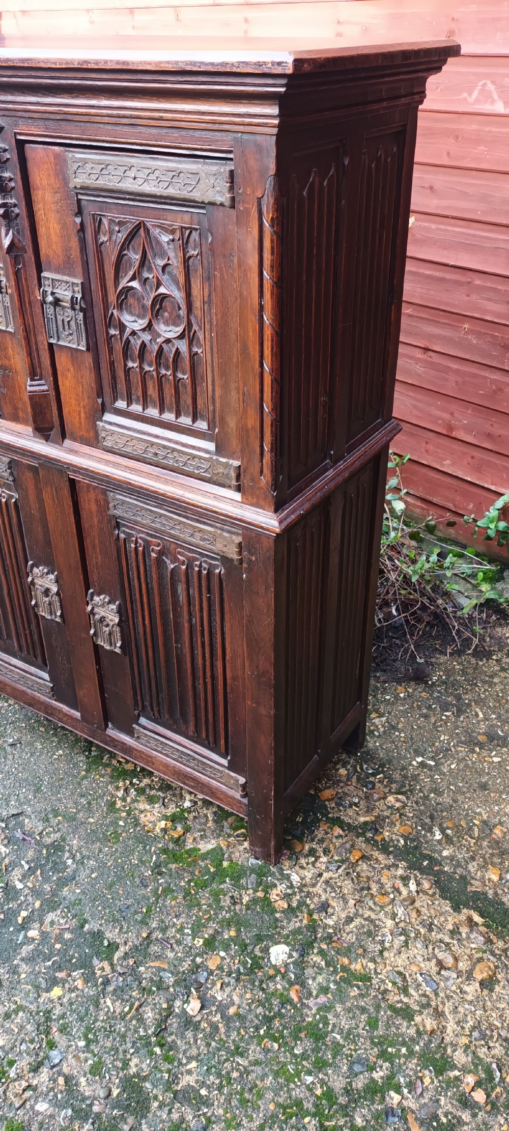 Oak Gothic revival cupboard  View III