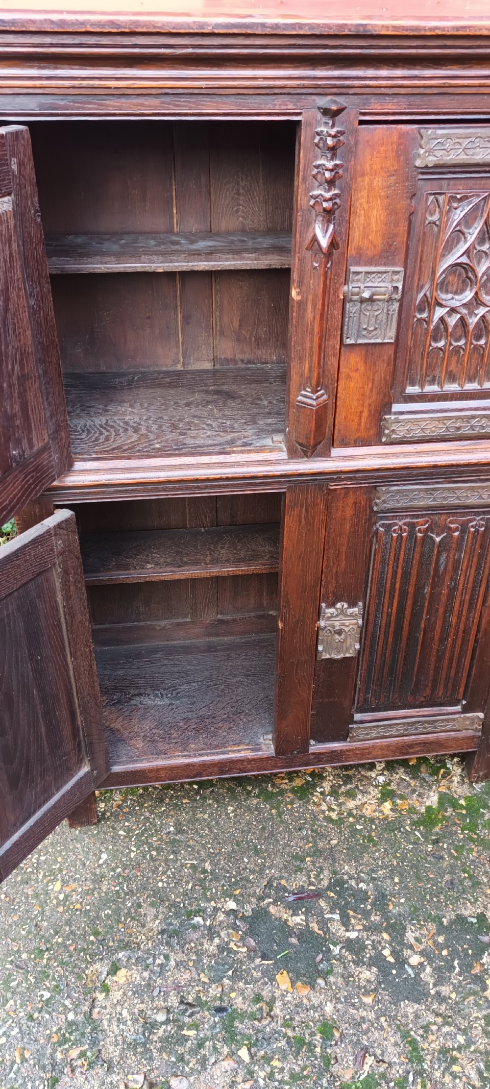 Oak Gothic revival cupboard  View V