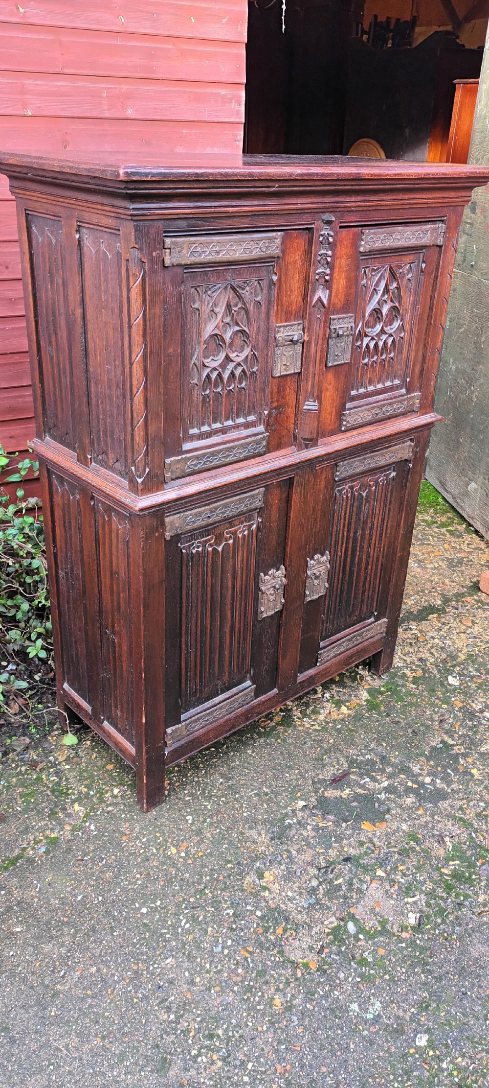 Oak Gothic revival cupboard  View VI