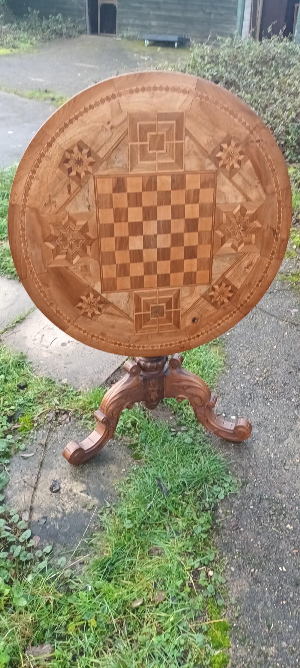 Inlaid Tyrolean games table.