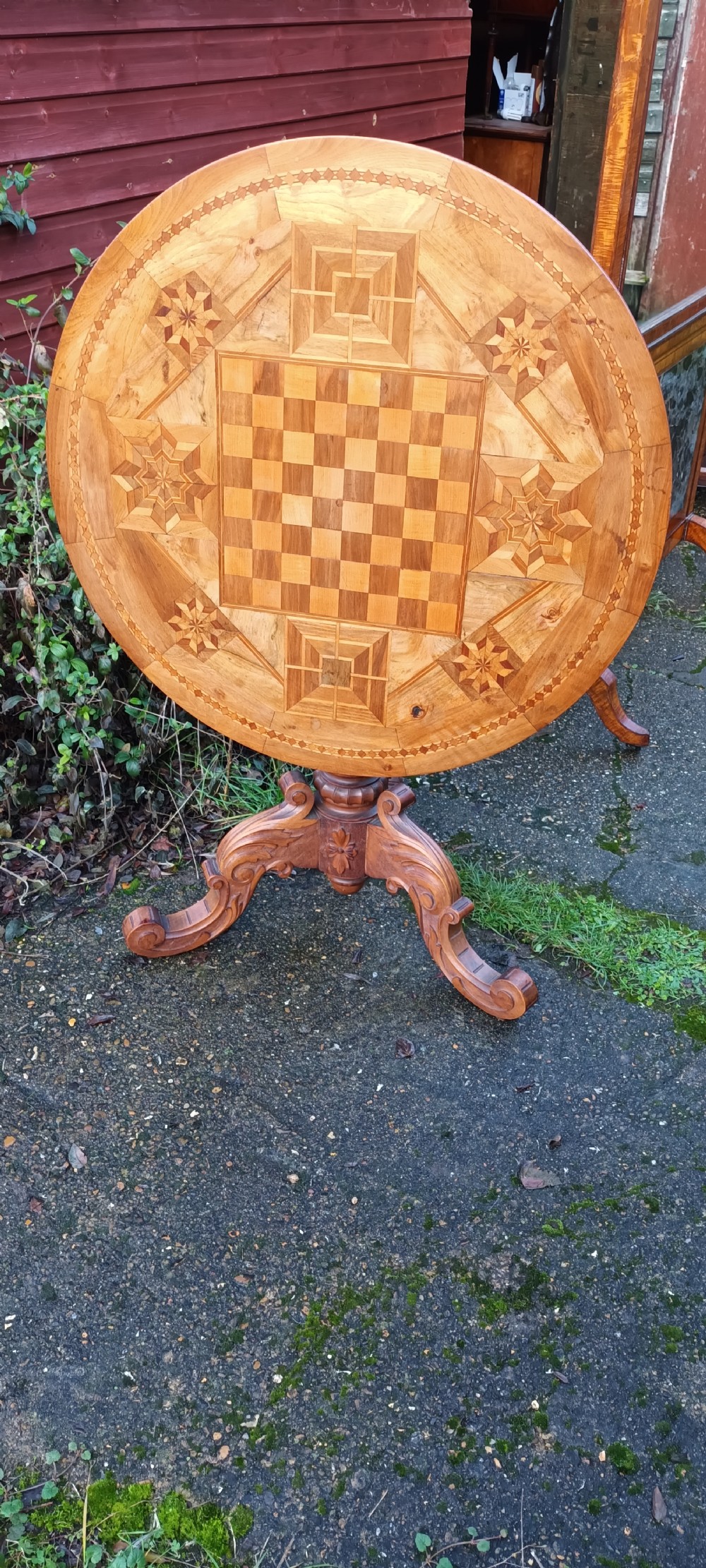 Inlaid Tyrolean games table. View II