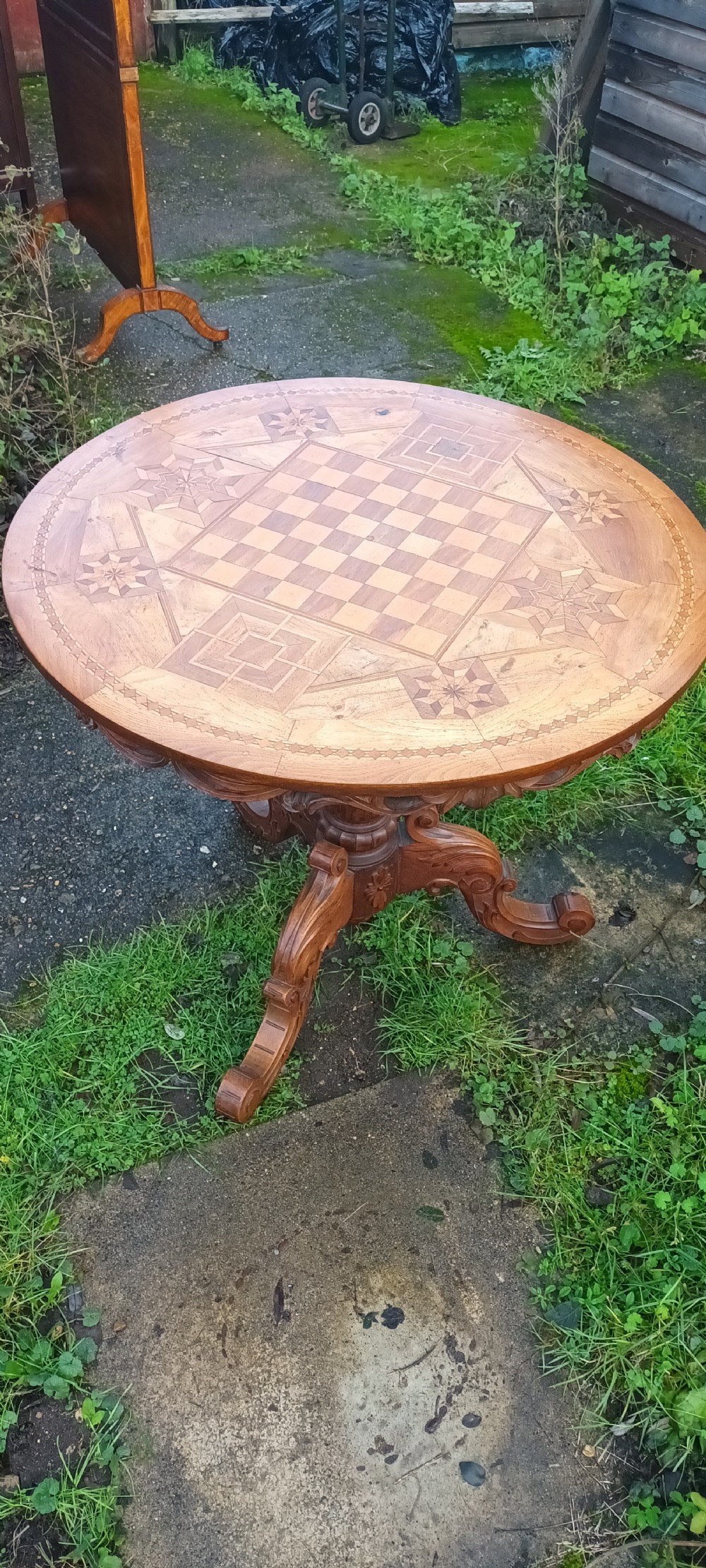 Inlaid Tyrolean games table. View IV