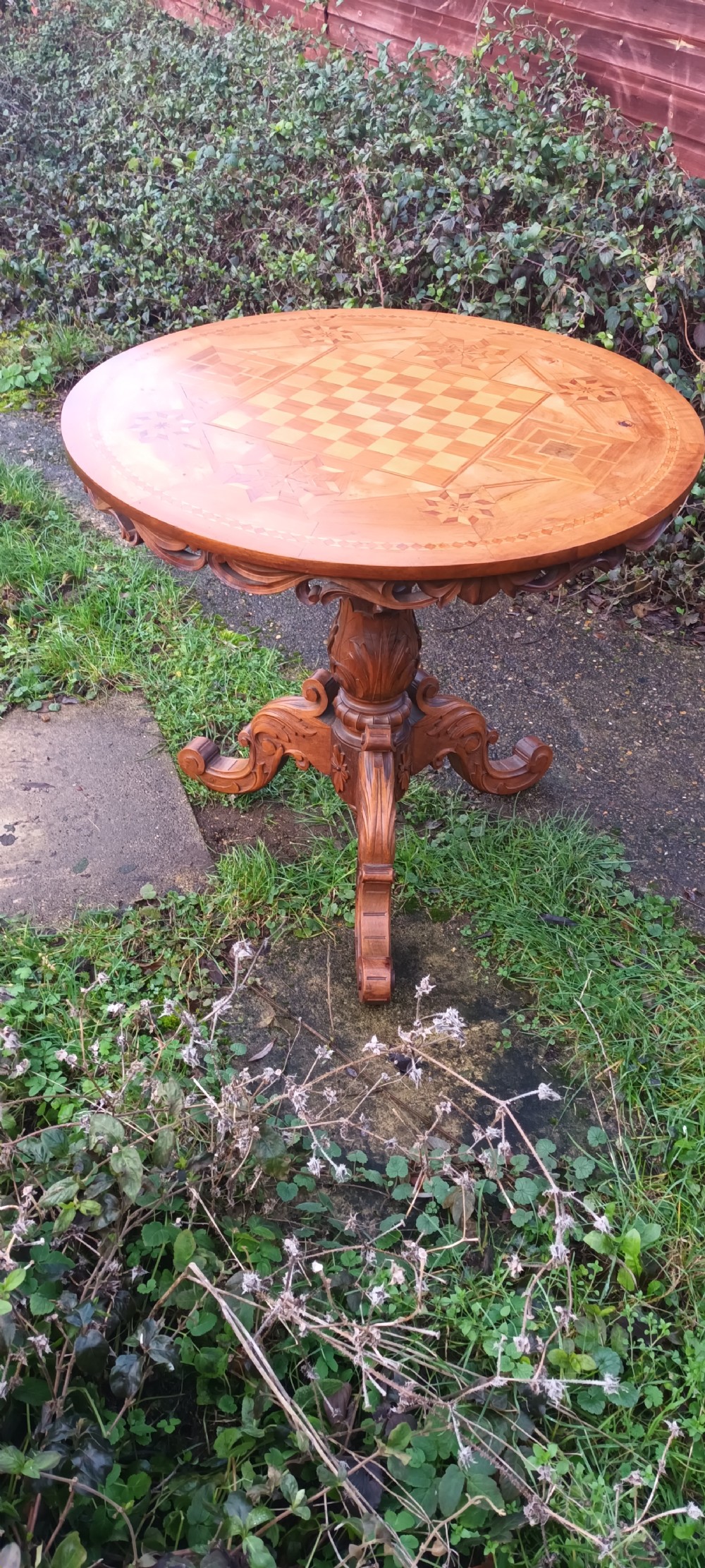 Inlaid Tyrolean games table. View V