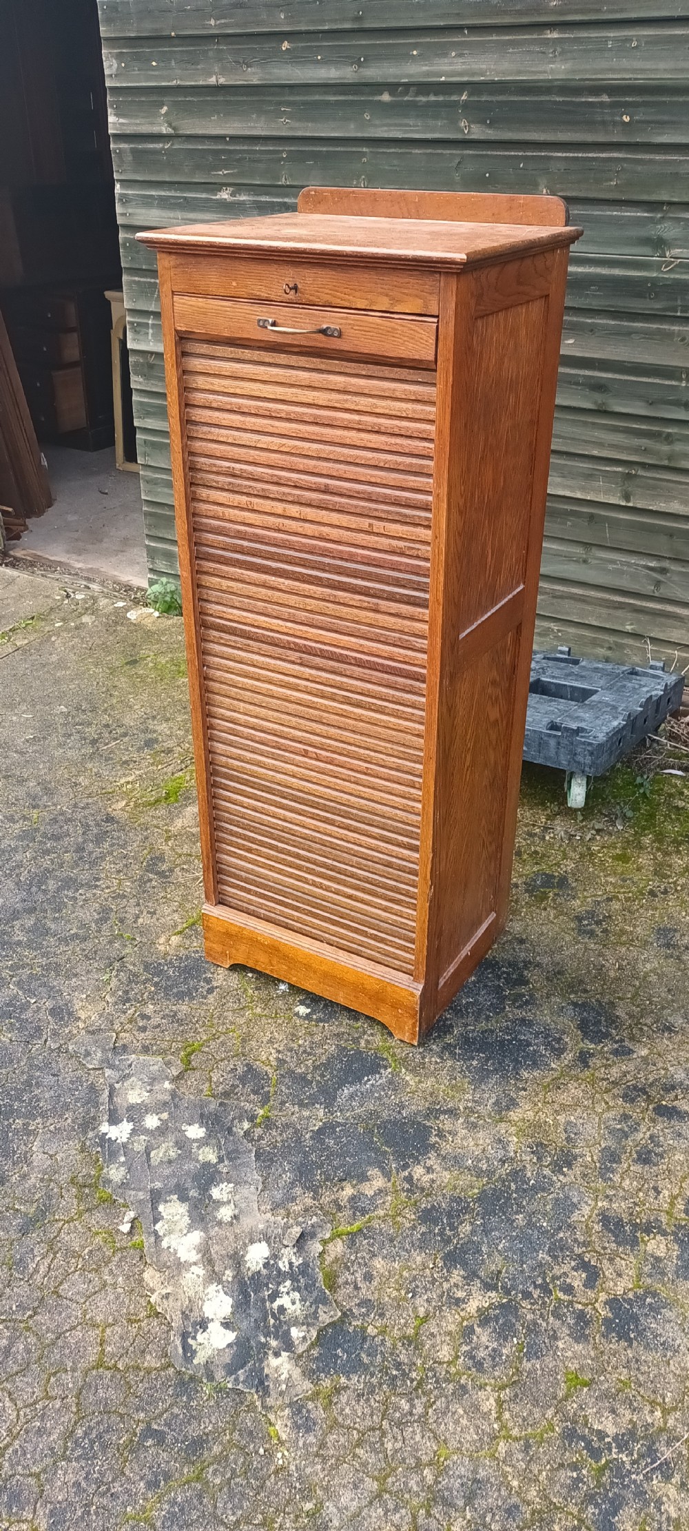 Tambour front oak office cabinet  View II