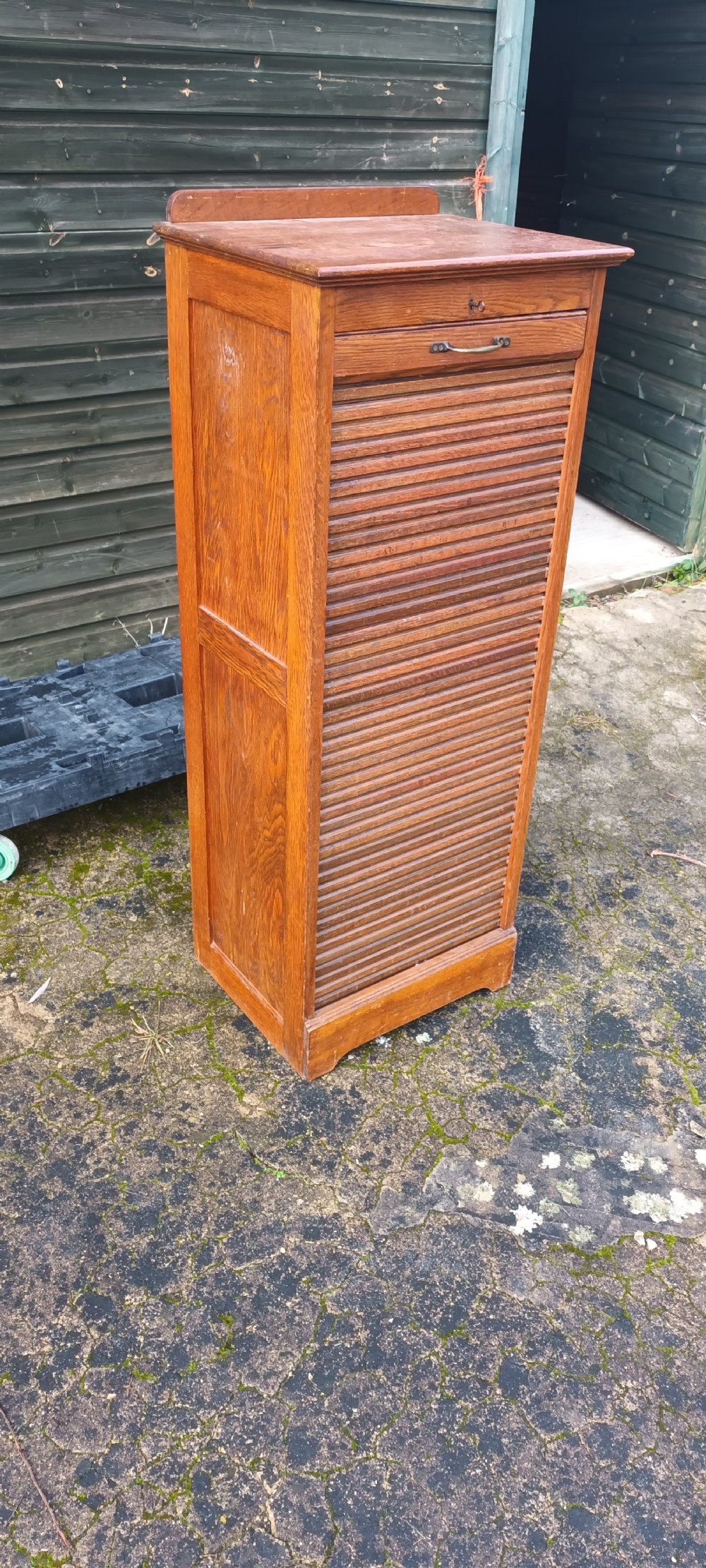 Tambour front oak office cabinet  View III