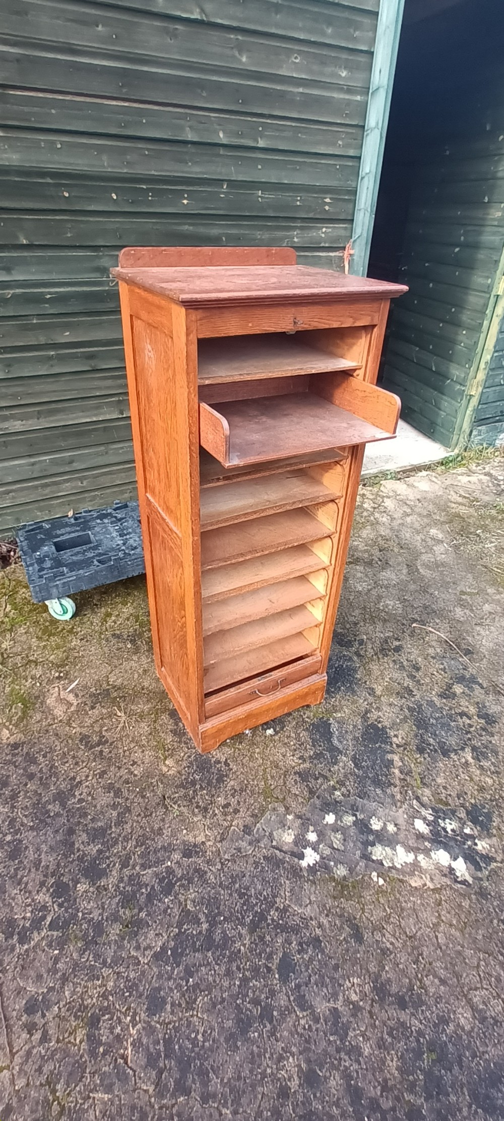 Tambour front oak office cabinet  View V