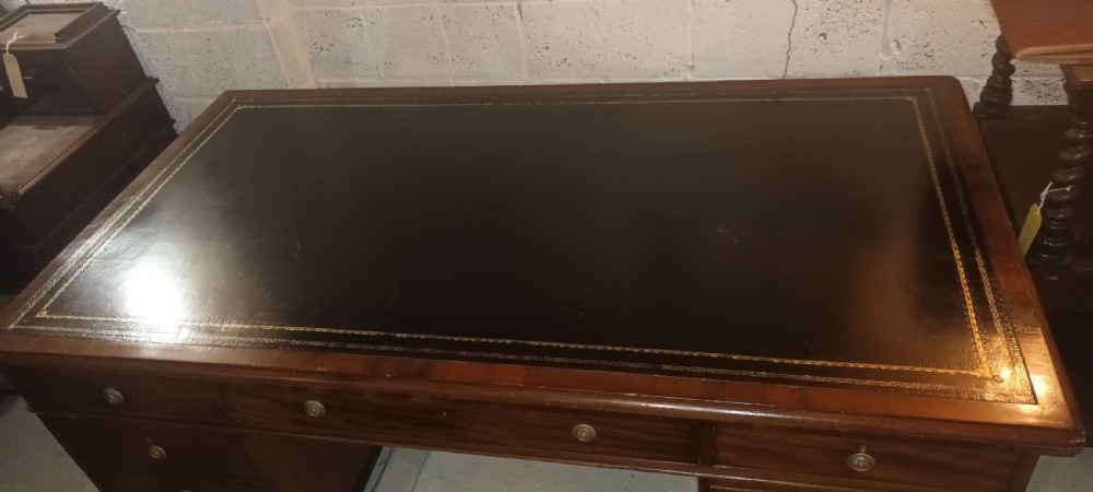 Large 19th century mahogany partners desk View II