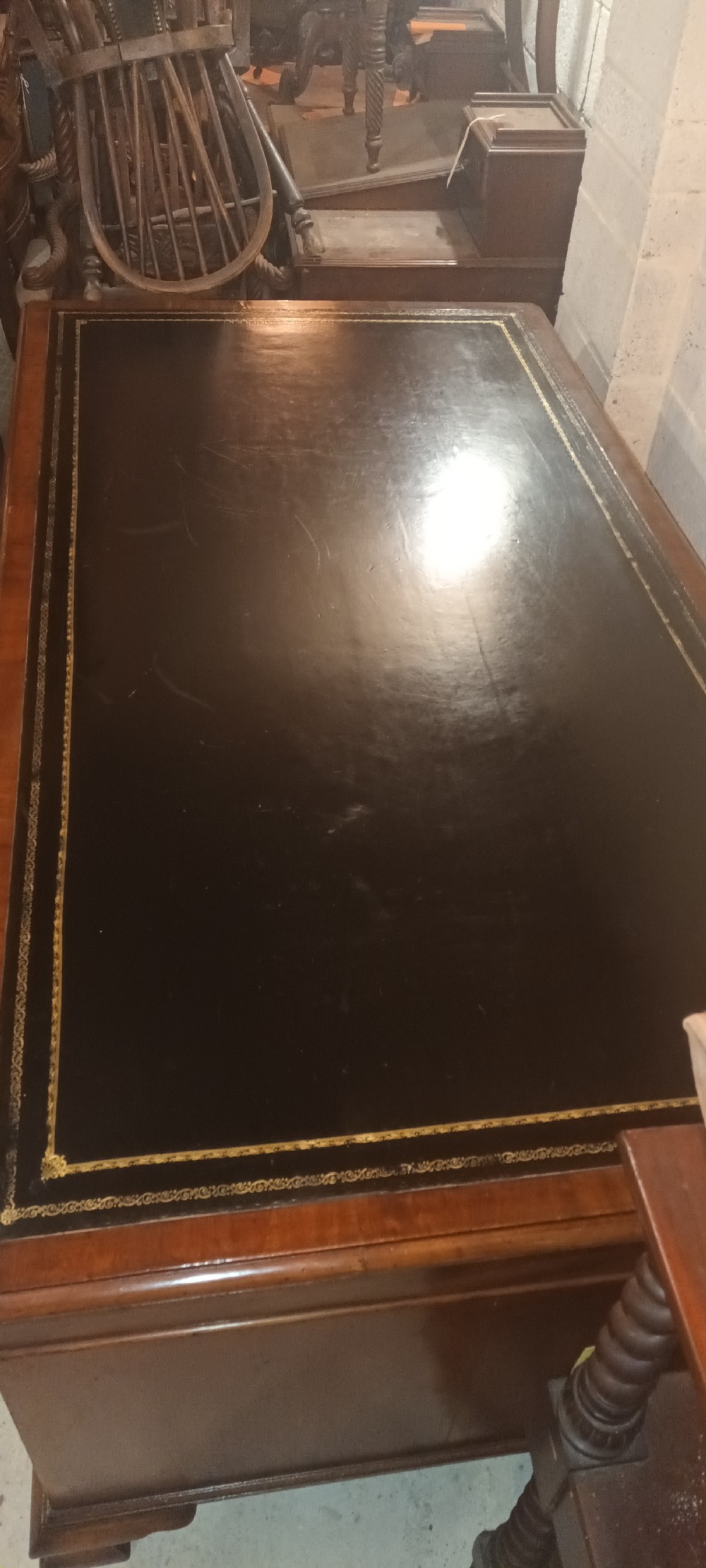 Large 19th century mahogany partners desk View III
