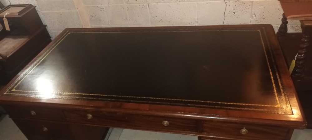 Large 19th century mahogany partners desk View IV