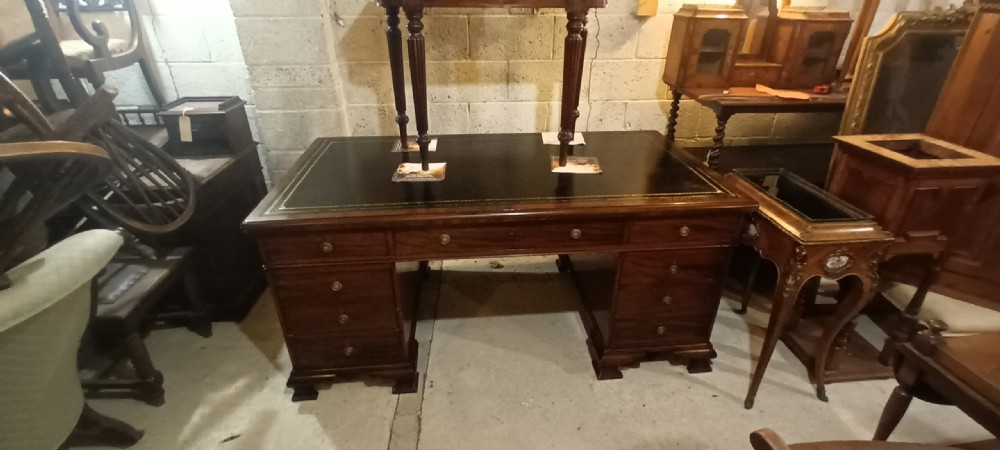 Large 19th century mahogany partners desk View VII