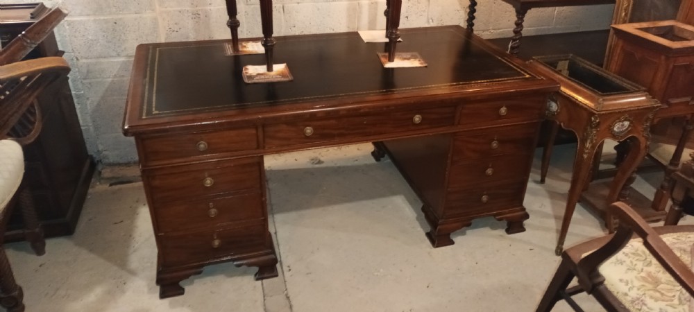 Large 19th century mahogany partners desk View X