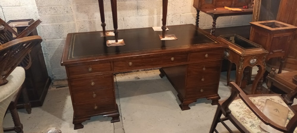 Large 19th century mahogany partners desk View XIII