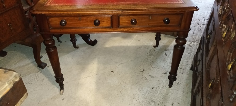 Mid Victorian mahogany 2 drawer writing table.  View II