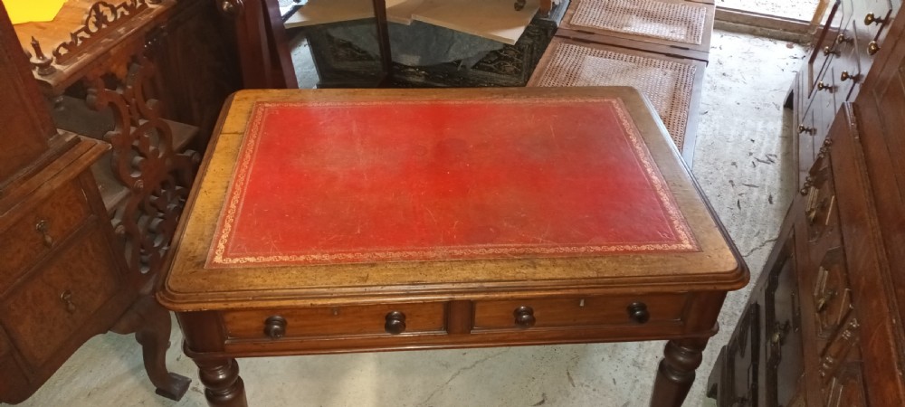 Mid Victorian mahogany 2 drawer writing table.  View III