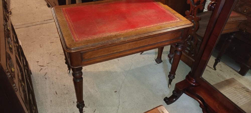 Mid Victorian mahogany 2 drawer writing table.  View IV