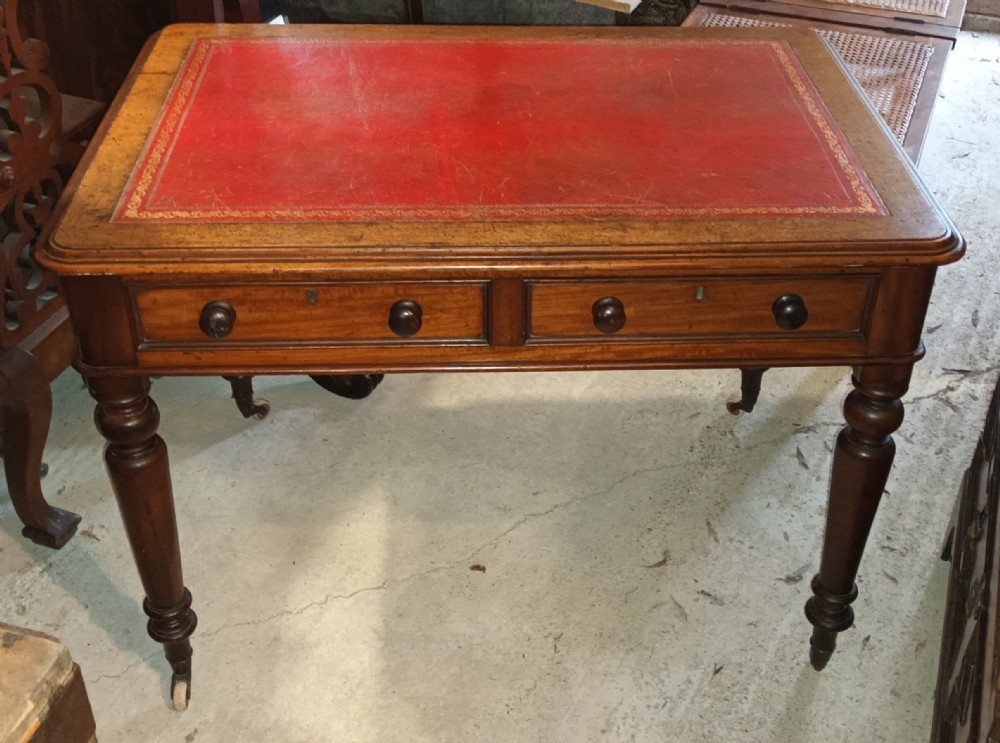 Mid Victorian mahogany 2 drawer writing table. 