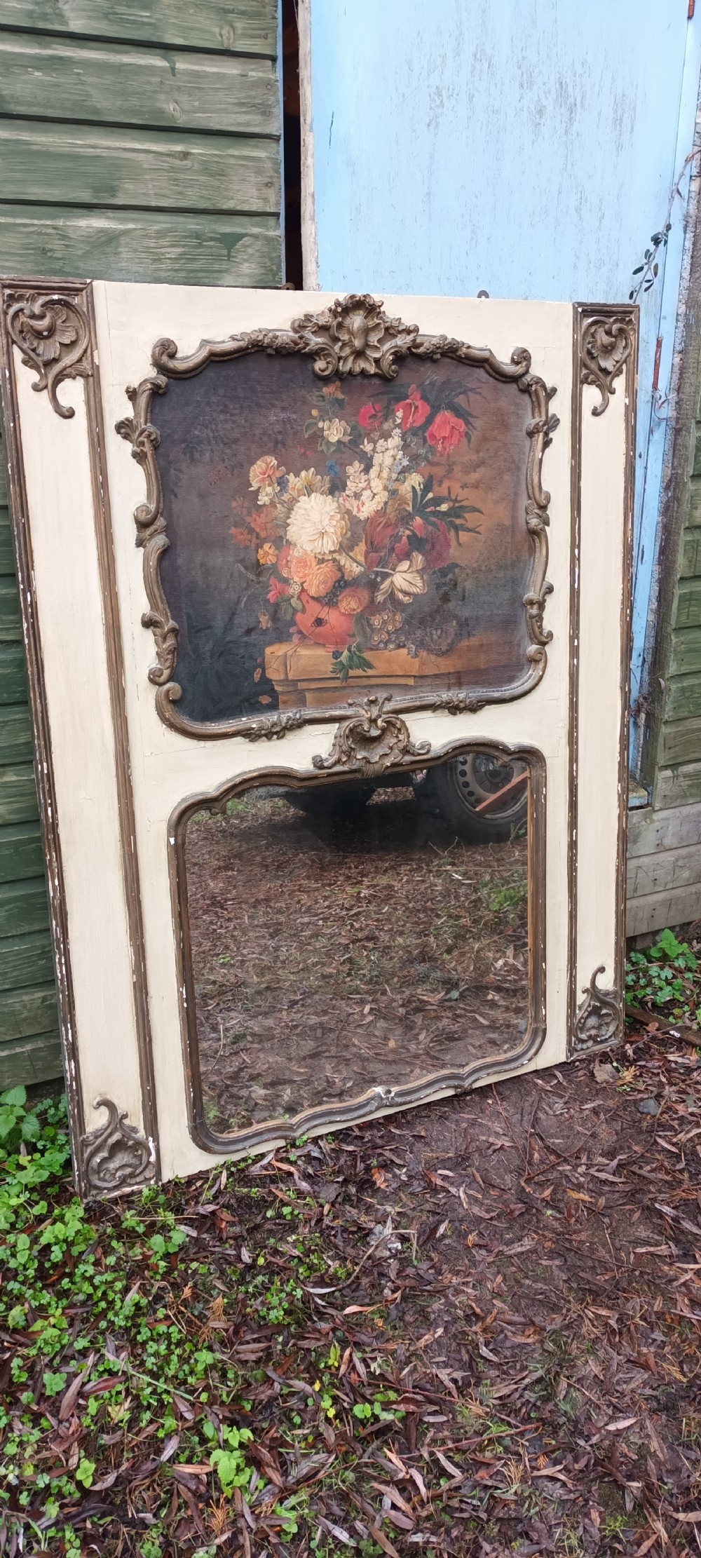 Late 19th century French Tremeau hallway mirror painting.  View II