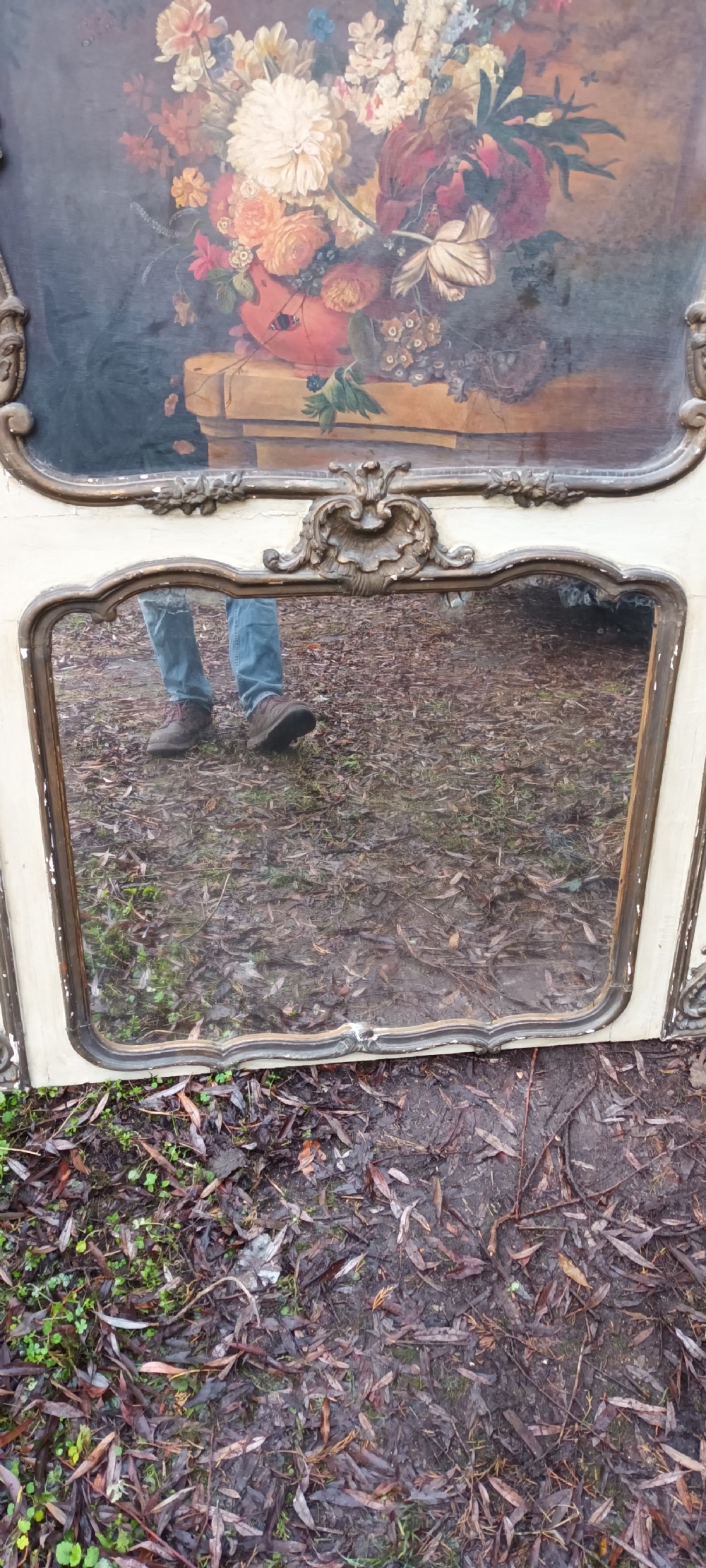 Late 19th century French Tremeau hallway mirror painting.  View IV