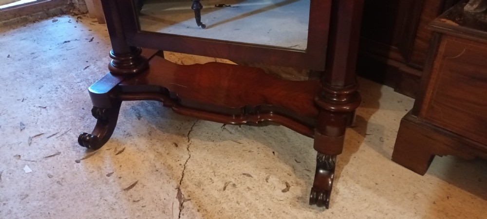 Mahogany cheval dressing mirror.  View VII