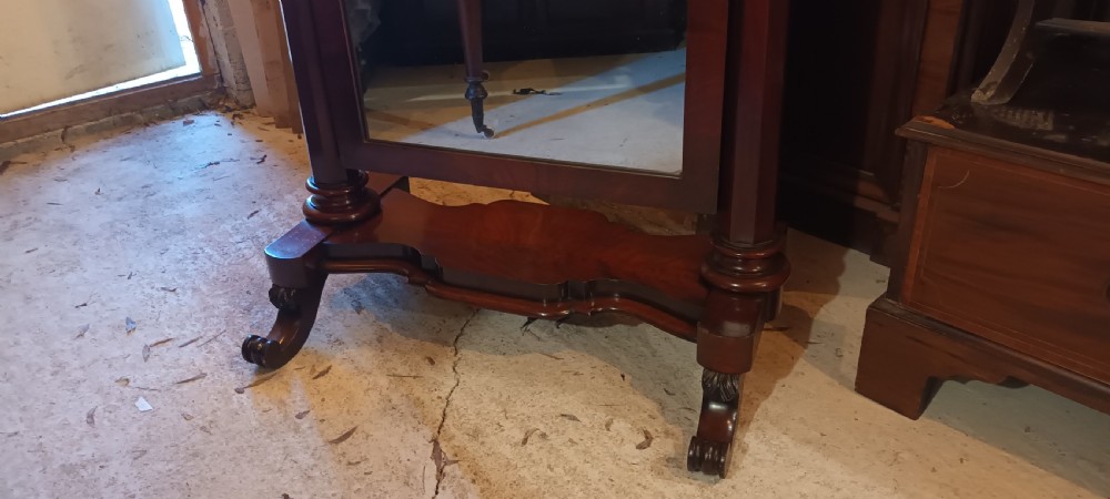 Mahogany cheval dressing mirror.  View X