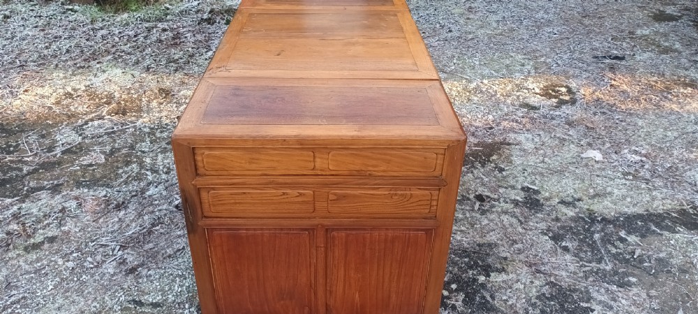 Large Chinese panelled pedestal desk.  View VII