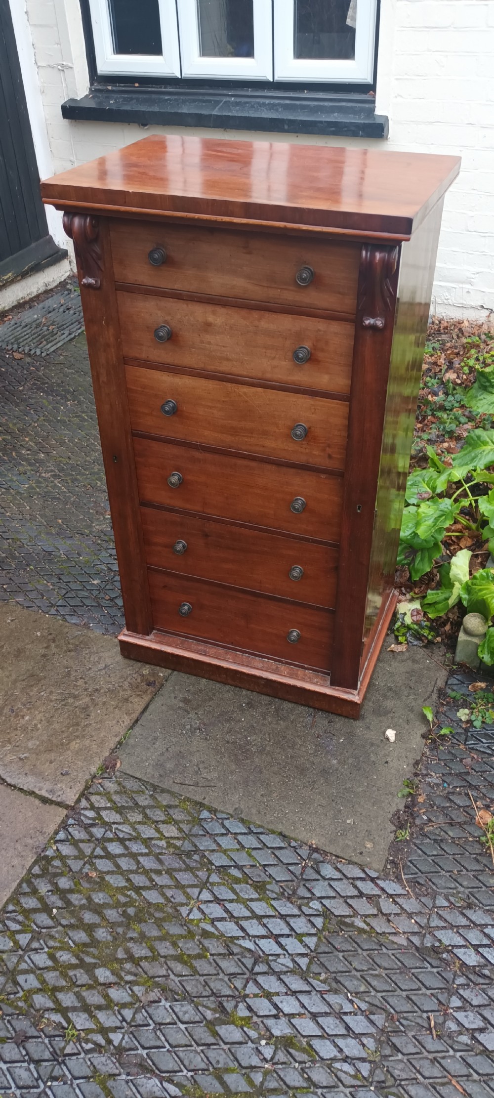 Victorian mahogany Wellington chest. View II