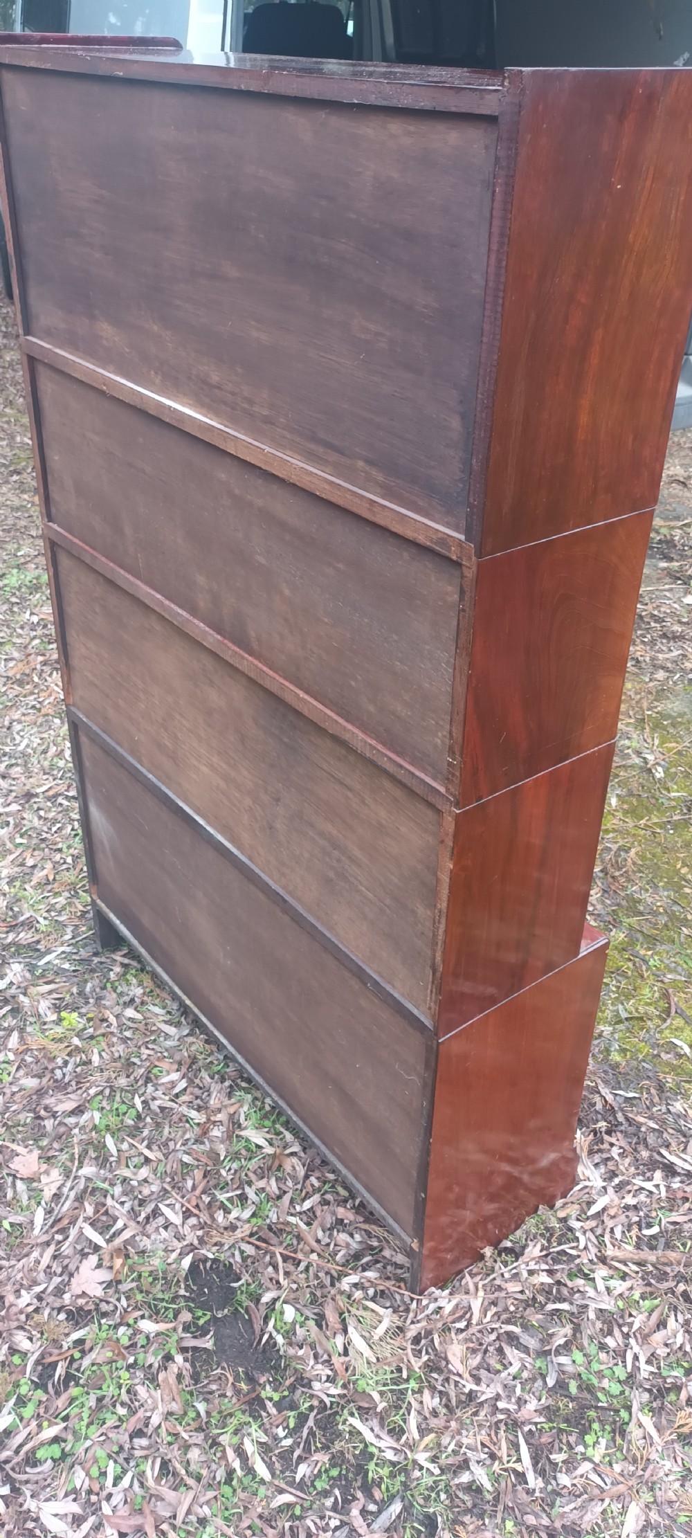 Inlaid mahogany sectional Minty bookcase cabinet.  View V