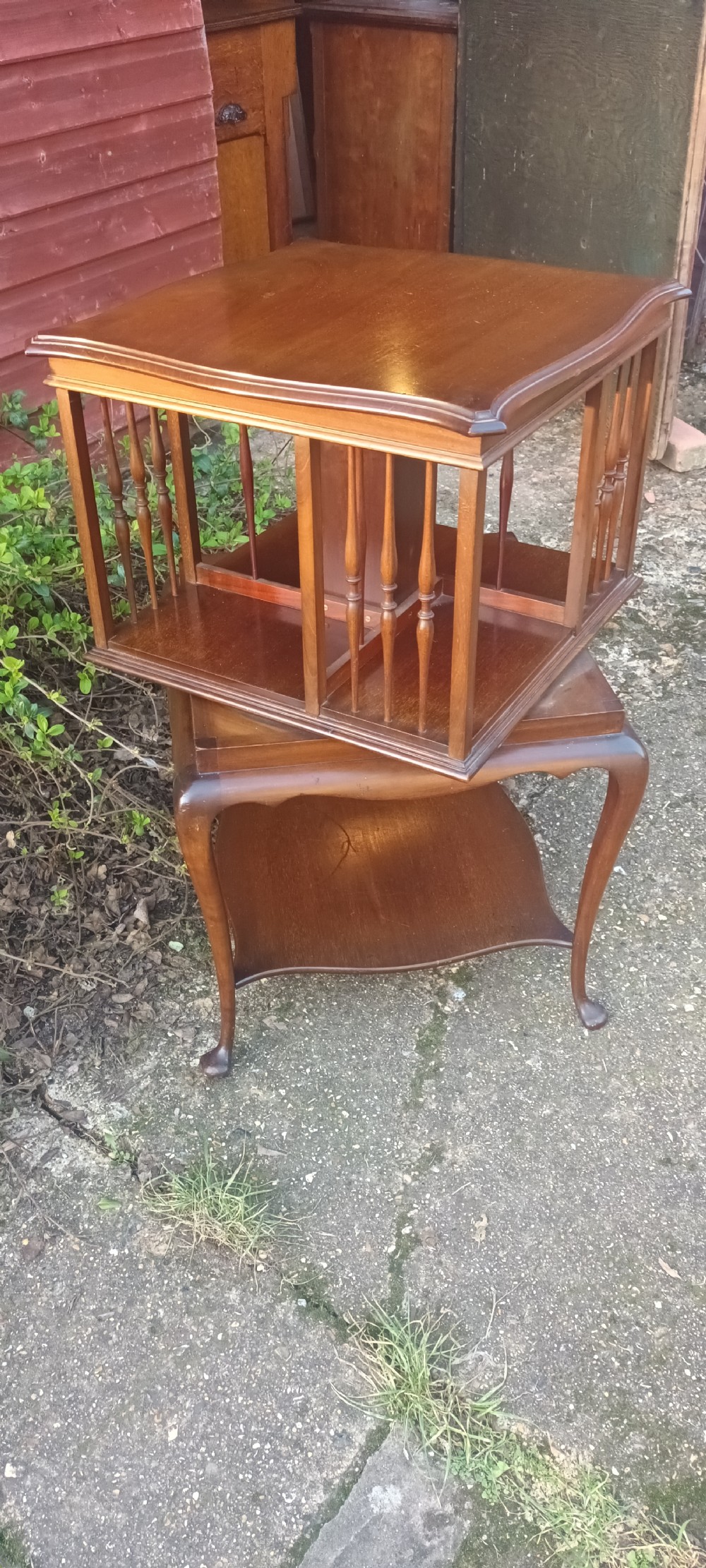 Edwardian mahogany revolving bookcase . View V