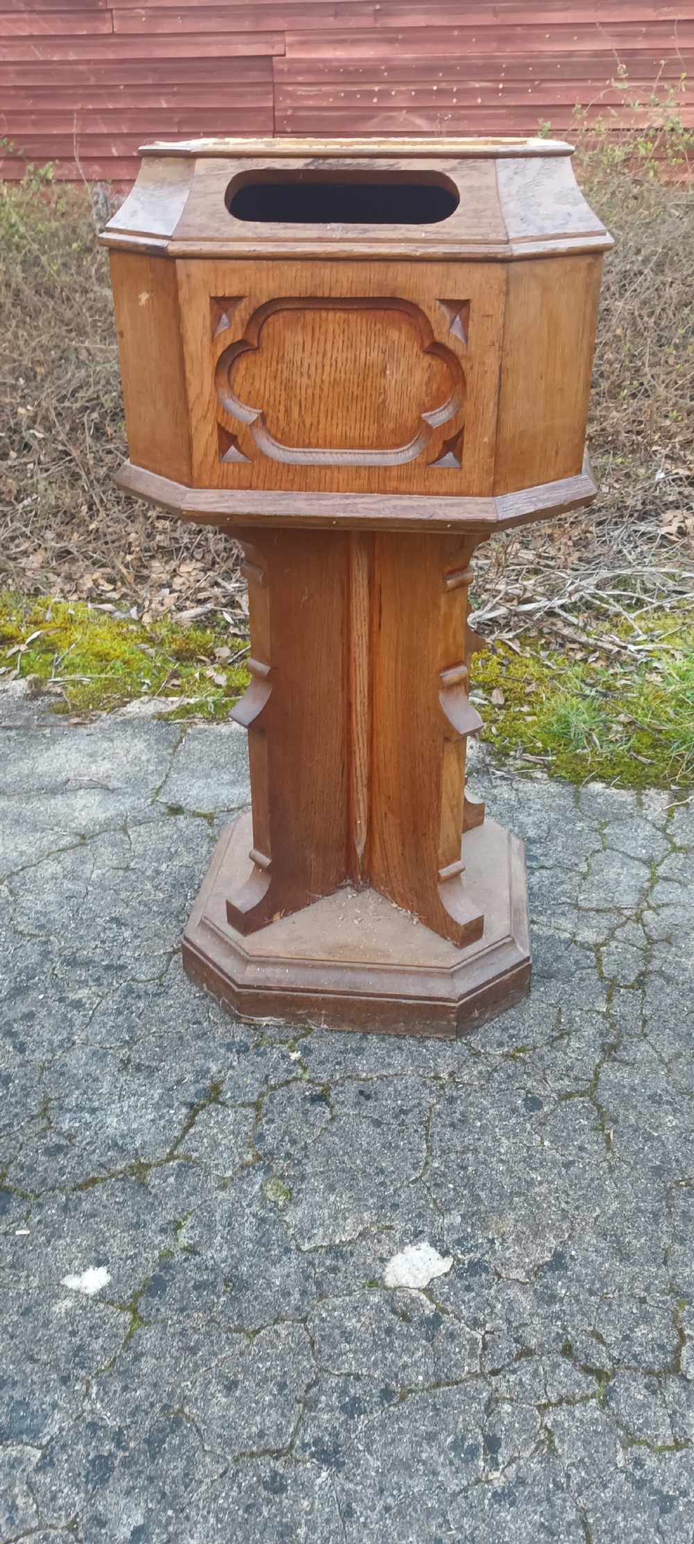 Pair of Victorian gothic oak pedestals 
- (countryhouse/hotel letter boxes) View V