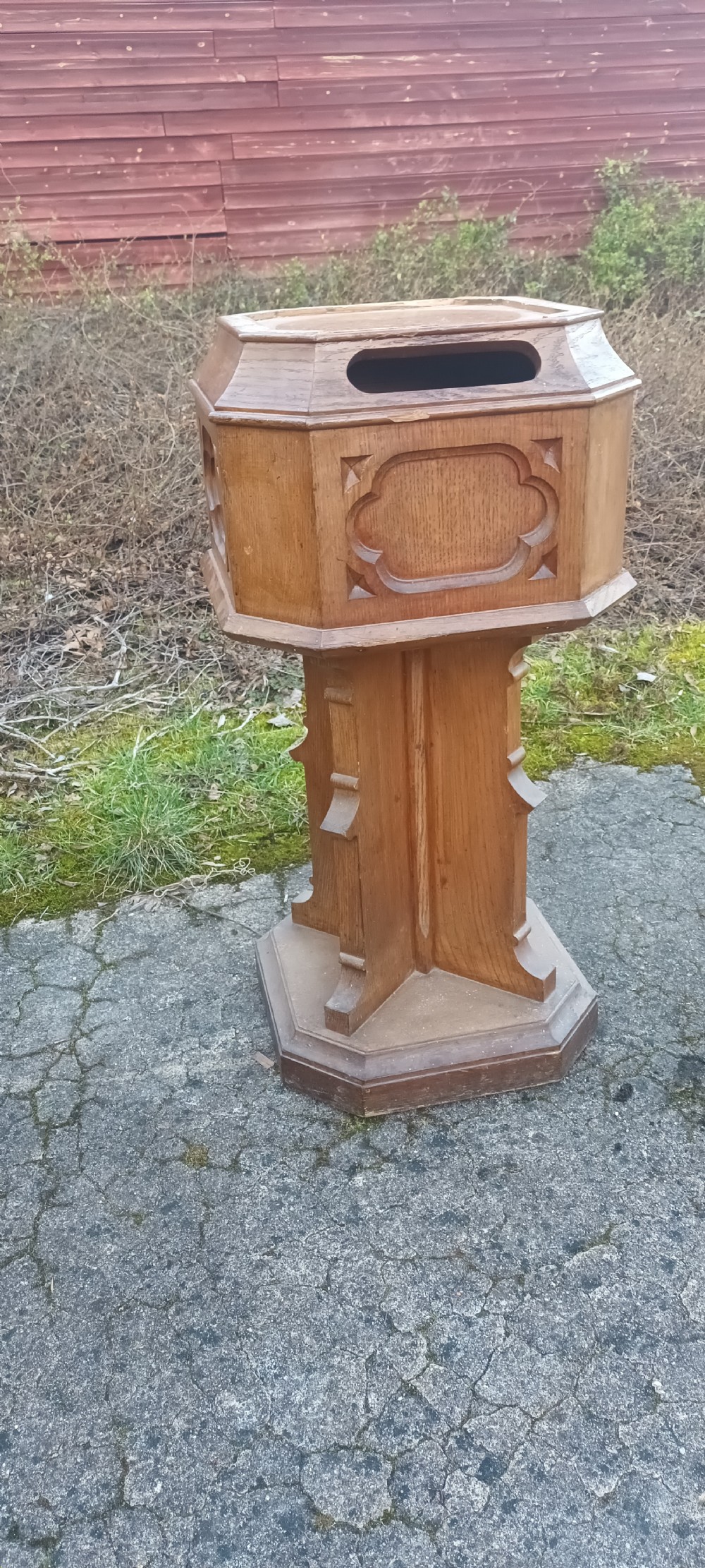 Pair of Victorian gothic oak pedestals 
- (countryhouse/hotel letter boxes) View VI