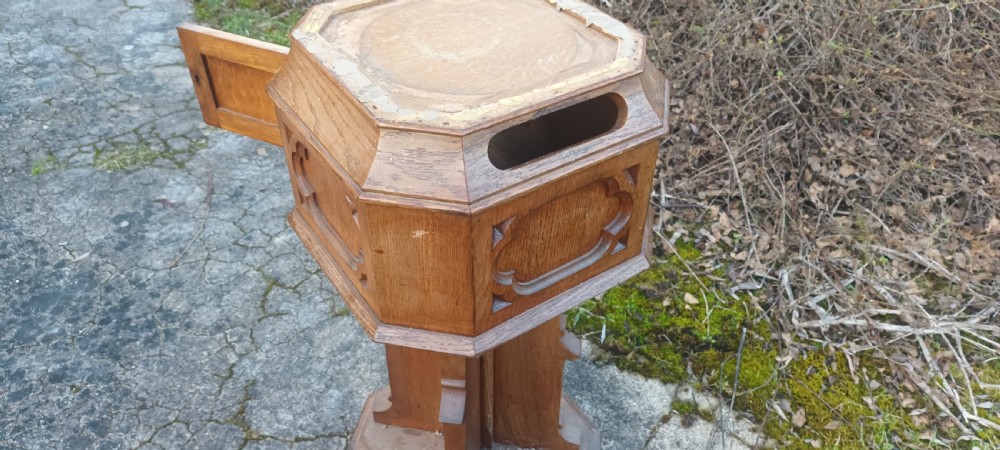 Pair of Victorian gothic oak pedestals 
- (countryhouse/hotel letter boxes) View XI