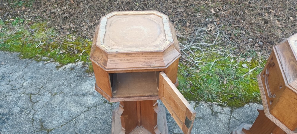Pair of Victorian gothic oak pedestals 
- (countryhouse/hotel letter boxes) View XII