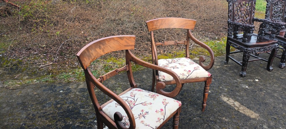 Pair of scroll arm desk armchairs . View III