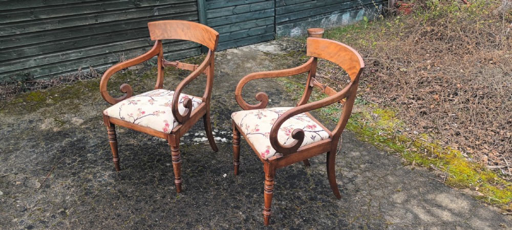 Pair of scroll arm desk armchairs . View IV