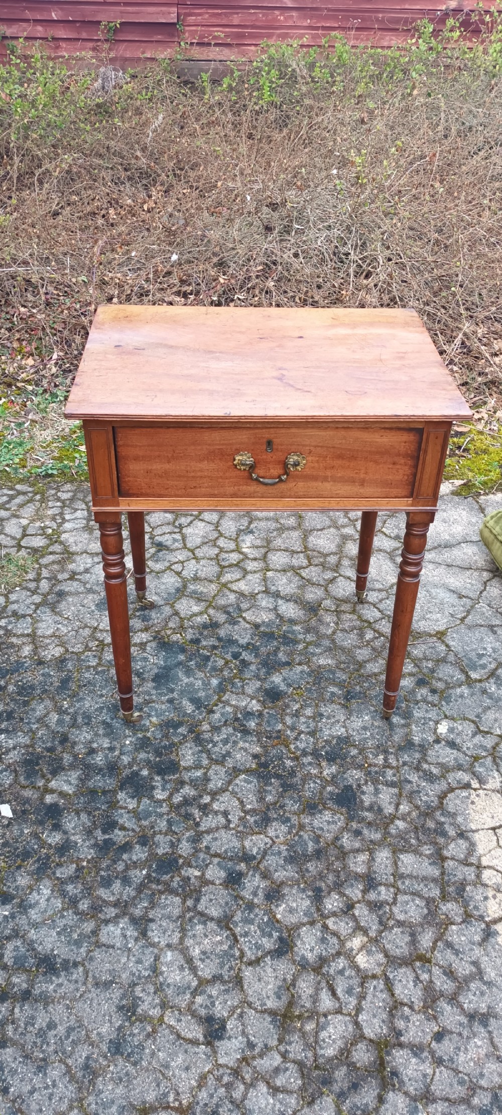 Mahogany single drawer lamp table.  View II