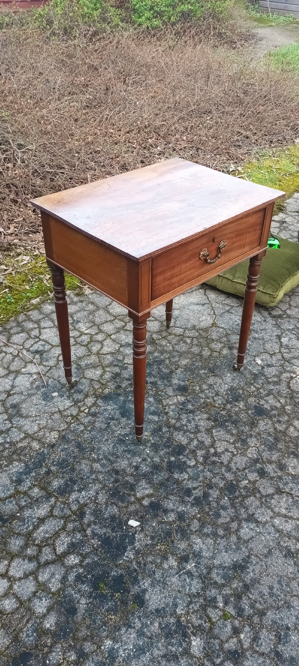 Mahogany single drawer lamp table.  View III