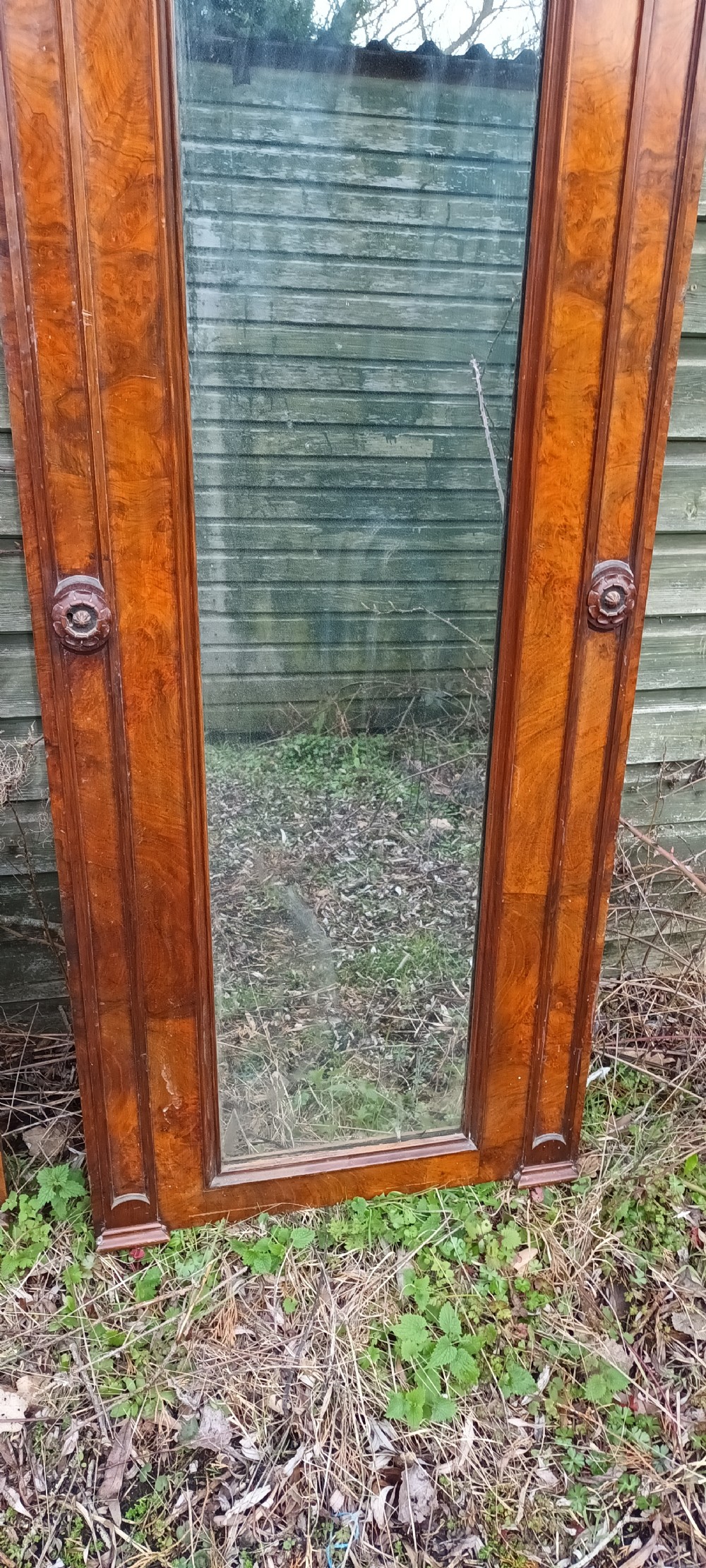Pair of Victorian walnut hall mirrors.  View V