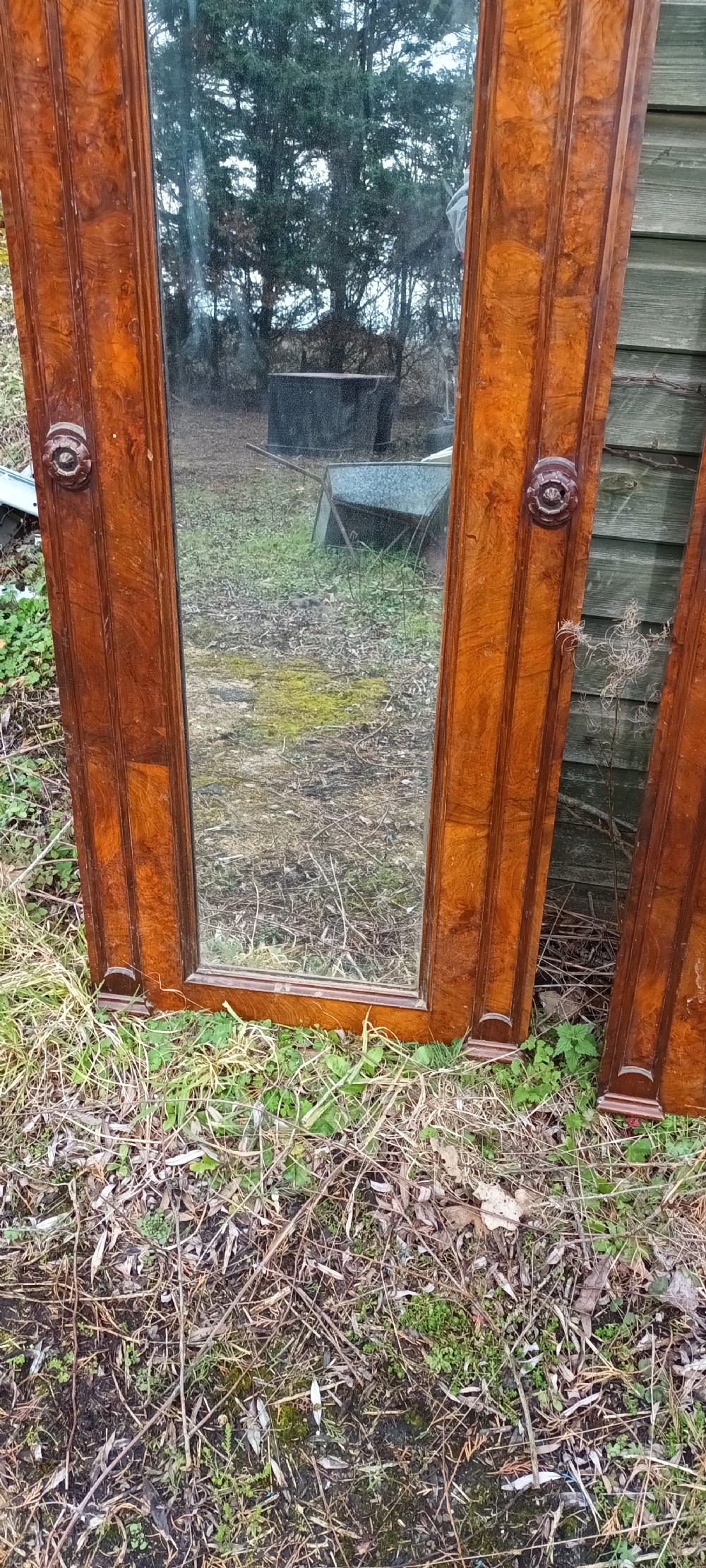 Pair of Victorian walnut hall mirrors.  View VI