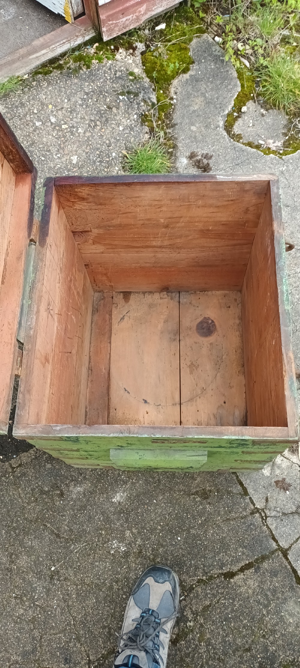 Original green painted seaman's chest. View II