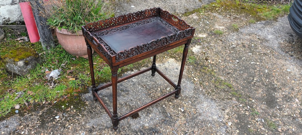 Carved Indian  table tray on stand View VI