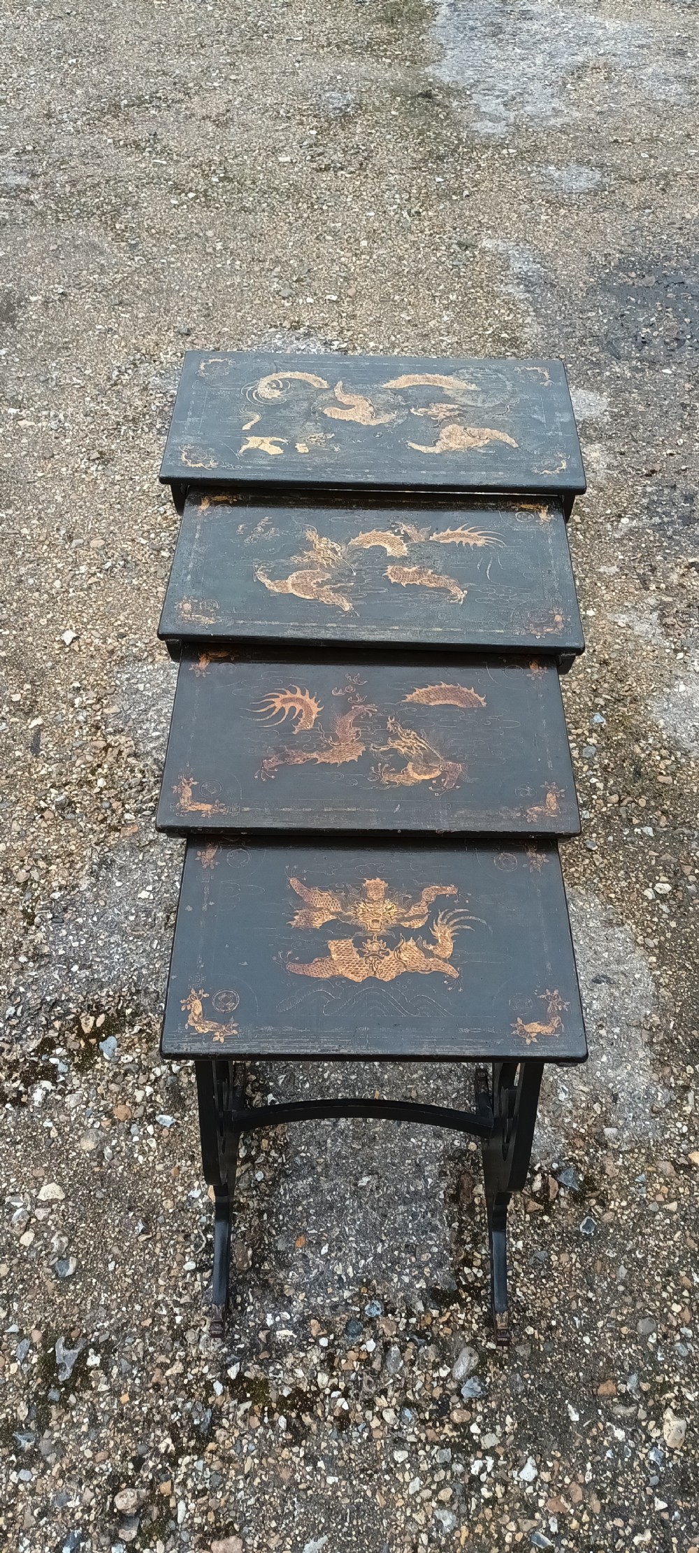 Nest of 4 Oriental occasional tables View II