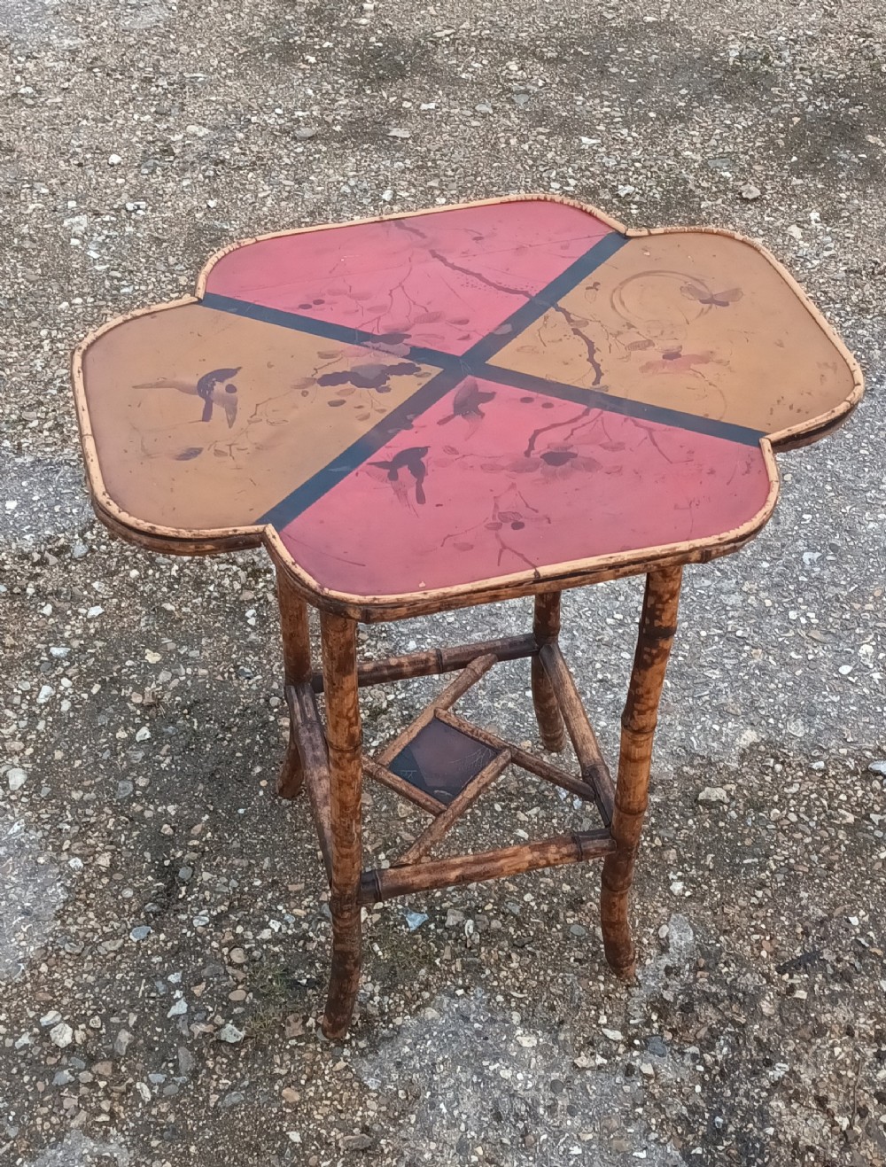 Victorian bamboo and lacquered occasional table.