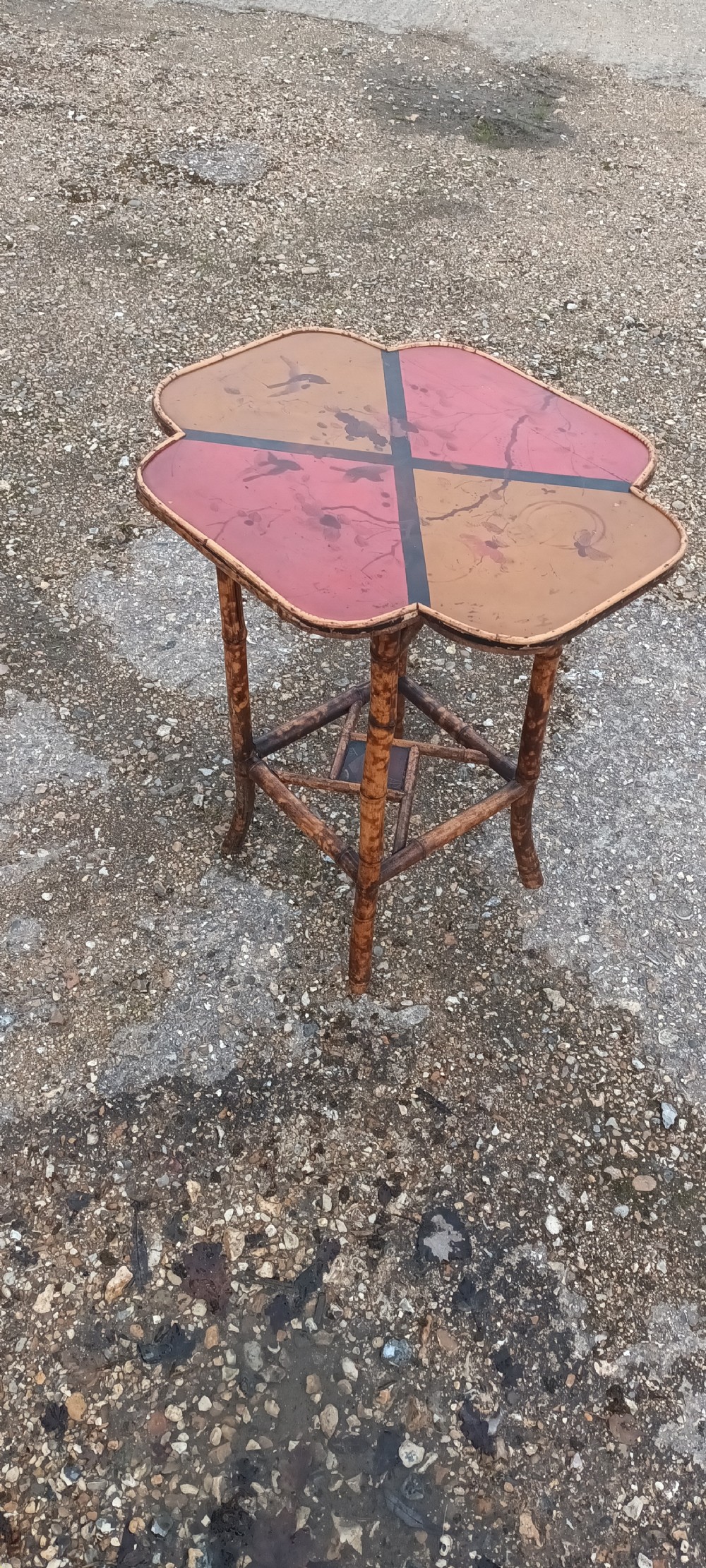 Victorian bamboo and lacquered occasional table. View II