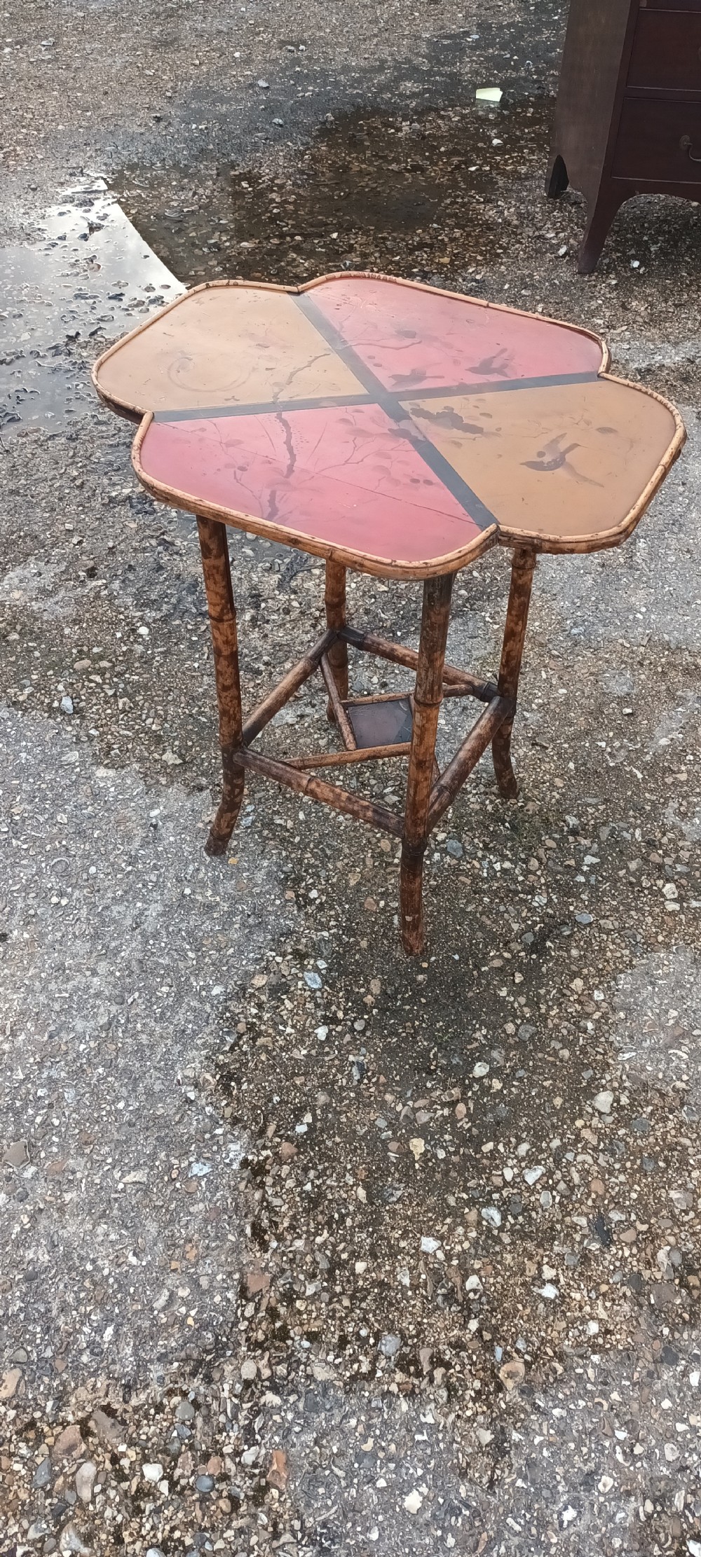 Victorian bamboo and lacquered occasional table. View IV