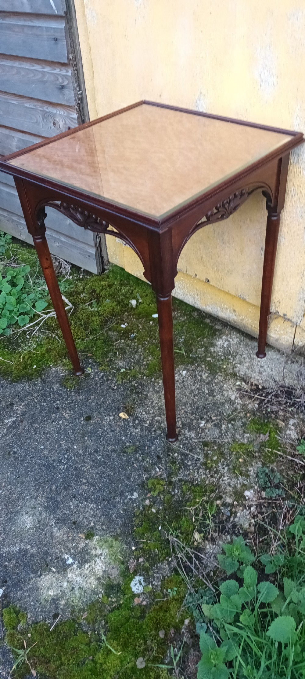 Late Victorian occasional table with birds eye maple top. View II