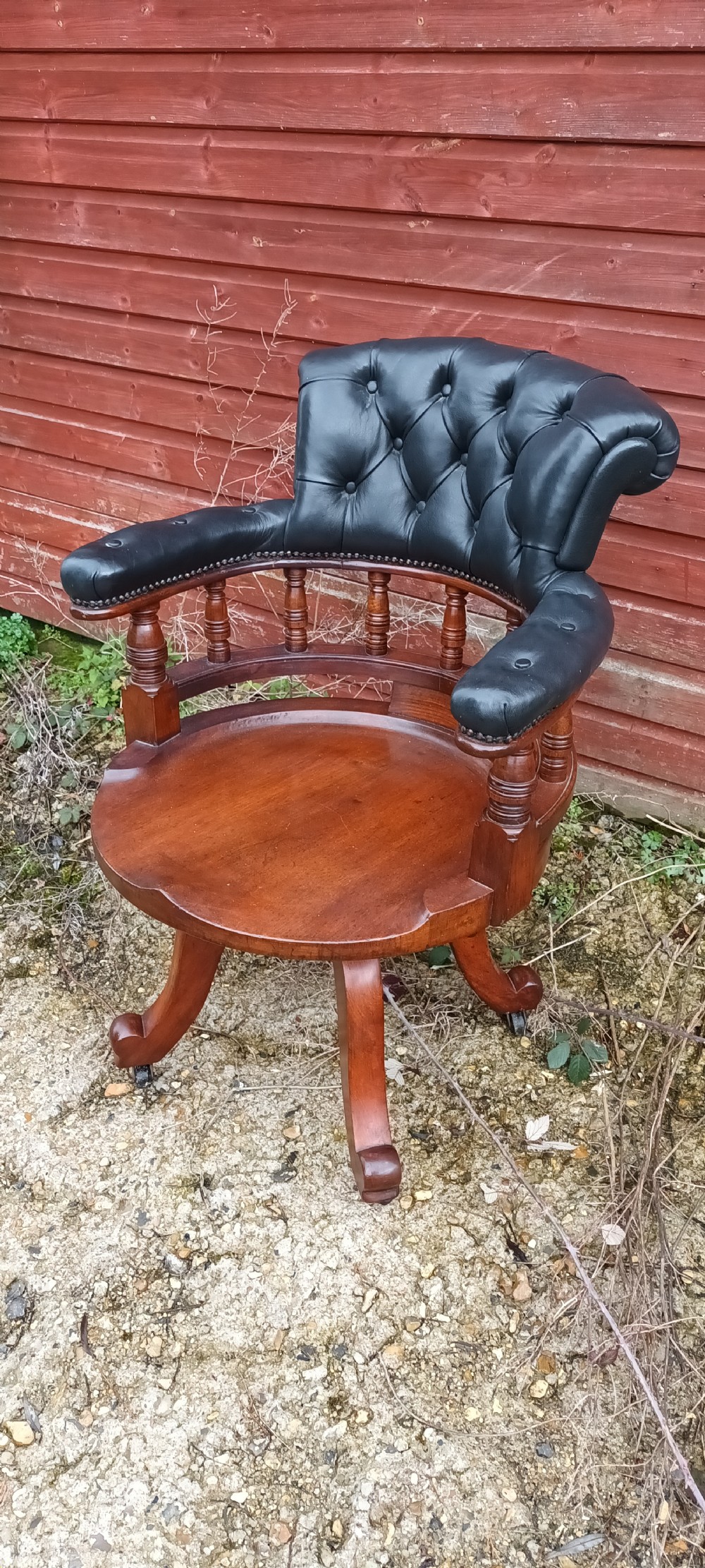 Victorian mahogany swivel desk armchair of good size. View II