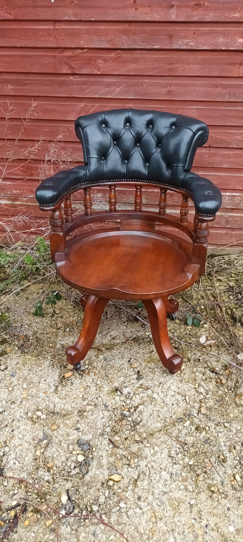 Victorian mahogany swivel desk armchair of good size. View III